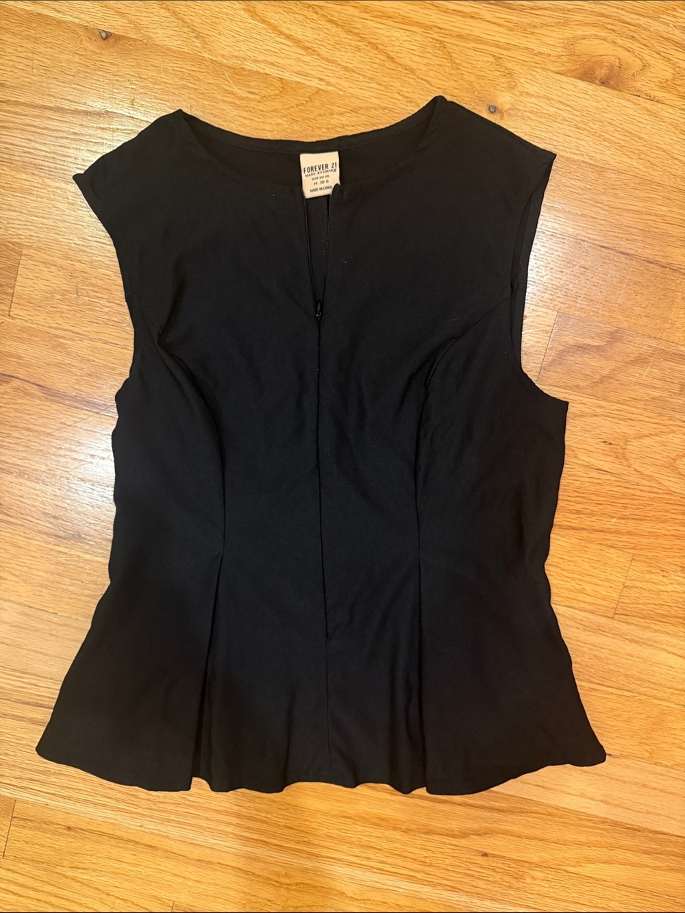 Forever 21 Black Sleeveless Peplum Tank Top with Adjustable Zipper
